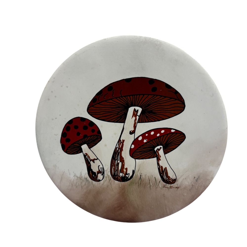 Vtg H & R Johnson Mushroom Ceramic Trivet Van Rene Made in England 6 UIn Signed